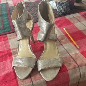 BCBGeneration Metallic Silver Heels
